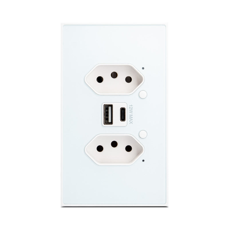 Tomada Inteligente Wifi Soft Touch Série Vênus com USB-A+USB-C