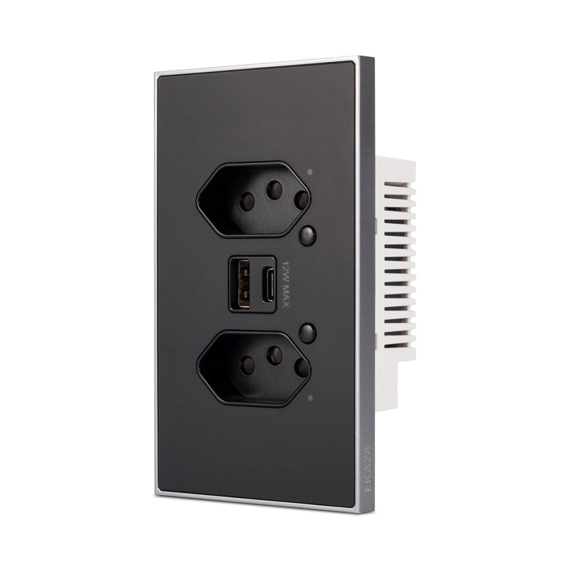 Tomada Inteligente Wifi Soft Touch Série Vênus com USB-A+USB-C