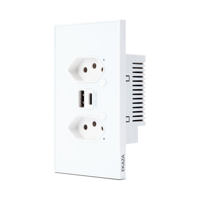 Tomada Inteligente Wifi Soft Touch Série Vênus com USB-A+USB-C