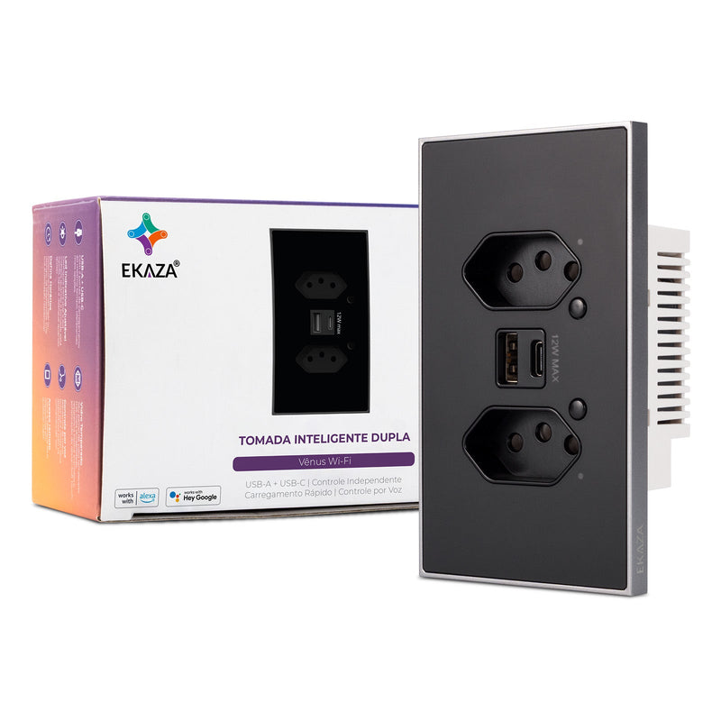 Tomada Inteligente Wifi Soft Touch Série Vênus com USB-A+USB-C
