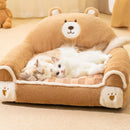 Sofá Cama Pet Bear com Capa Removível - Design Ergonômico para Cães e Gatos