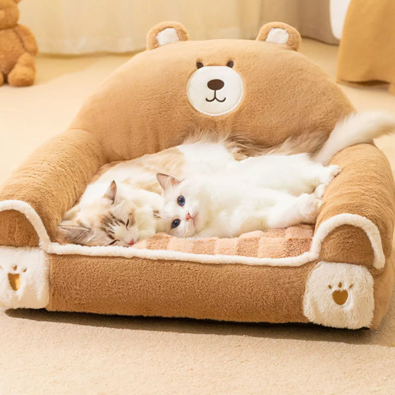 Sofá Cama Pet Bear com Capa Removível - Design Ergonômico para Cães e Gatos
